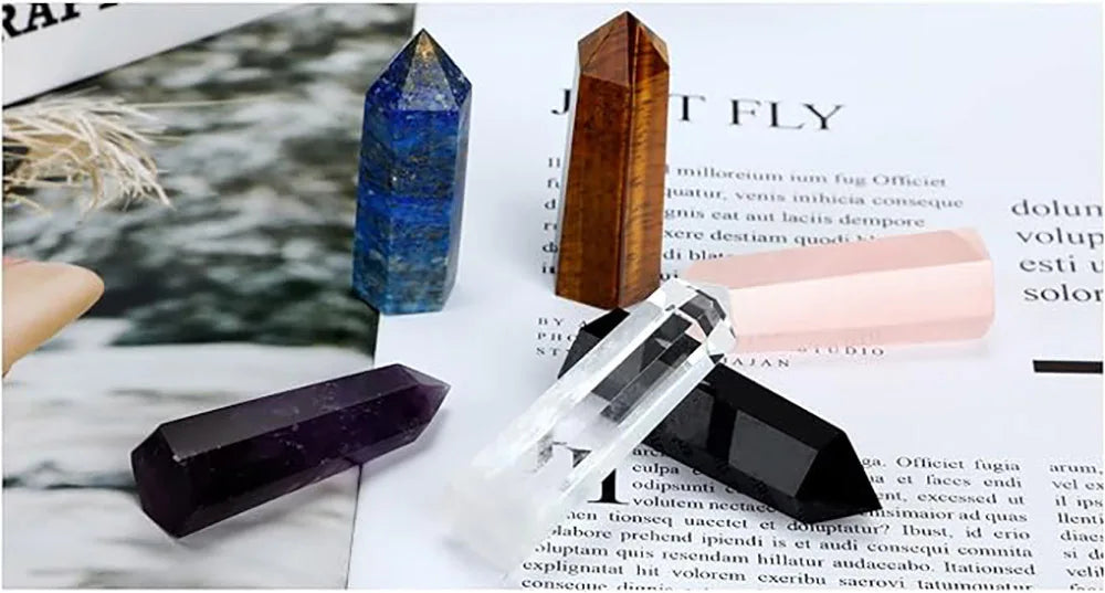 Natural Crystal Point Wand – Rose Quartz & Amethyst Healing Stones for Witchcraft, Decoration & Meditation