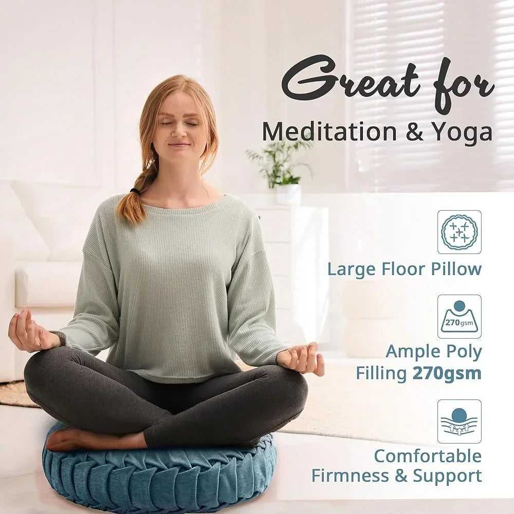 Loretta Chenille Round Floor Pillow – Tufted Meditation Cushion