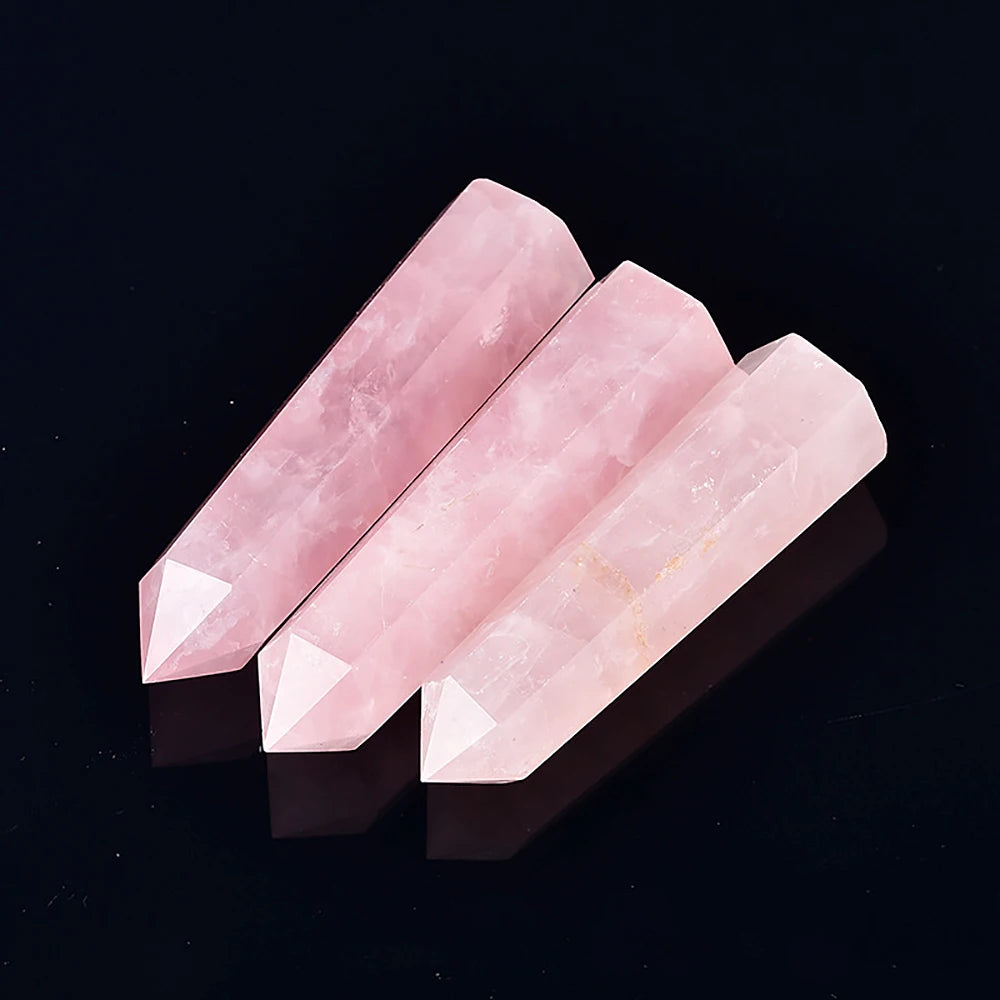 Natural Crystal Point Wand – Rose Quartz & Amethyst Healing Stones for Witchcraft, Decoration & Meditation