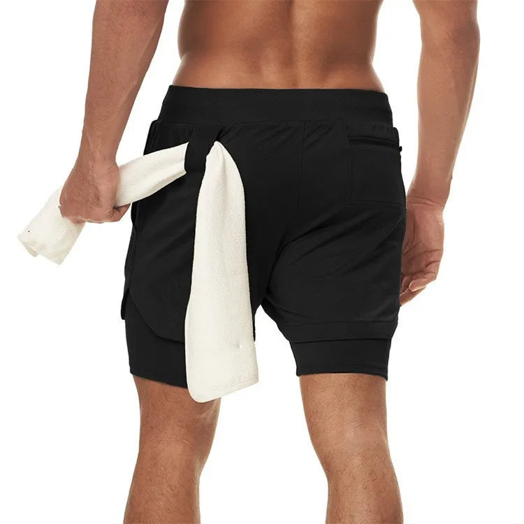 Men’s Camo 2-in-1 Running & Gym Shorts – Quick-Dry