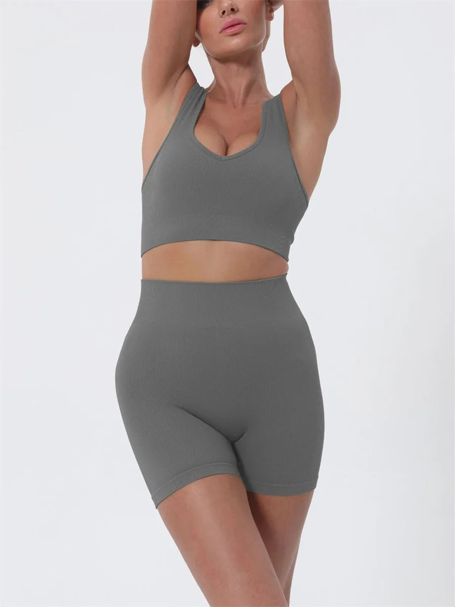 Women’s Summer 2-Piece Crop Top & High-Waist Shorts Set