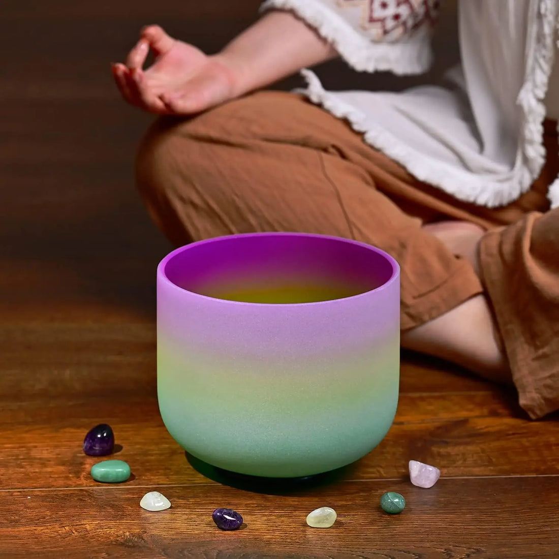 8" Crown Chakra Rainbow Quartz Singing Bowl – B Note