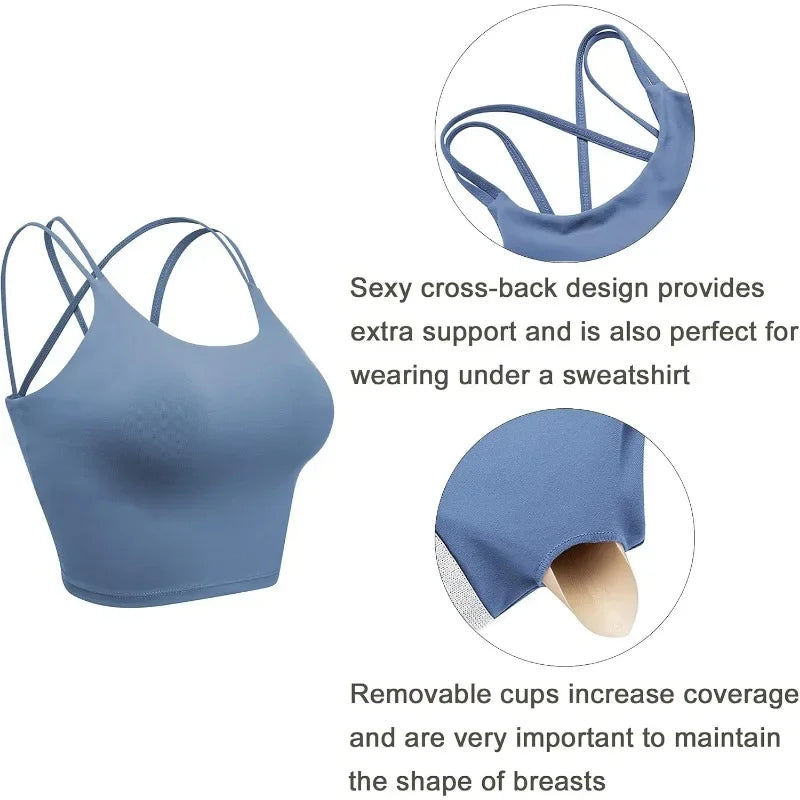 Women’s Padded Sports Bra Crop Top – Built-In Support