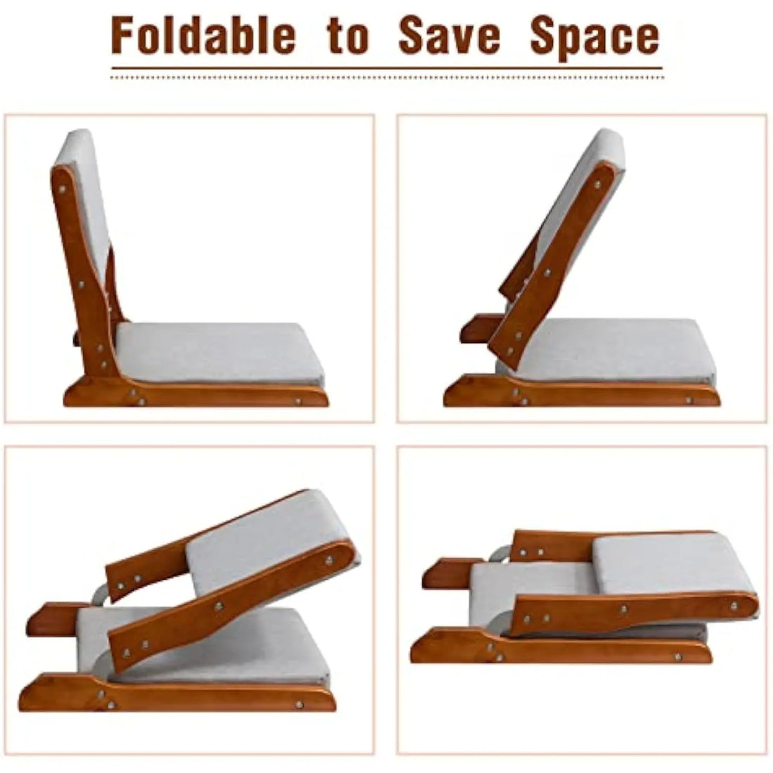 Floor Chair with Back Support, Foldable Japanese Style Floor Chair, Wood Legless Tatami Chair with Cushion, Accent Meditation