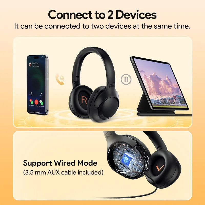 QCY H3 ANC Wireless Headphones – Bluetooth 5.4, Hi-Res Audio
