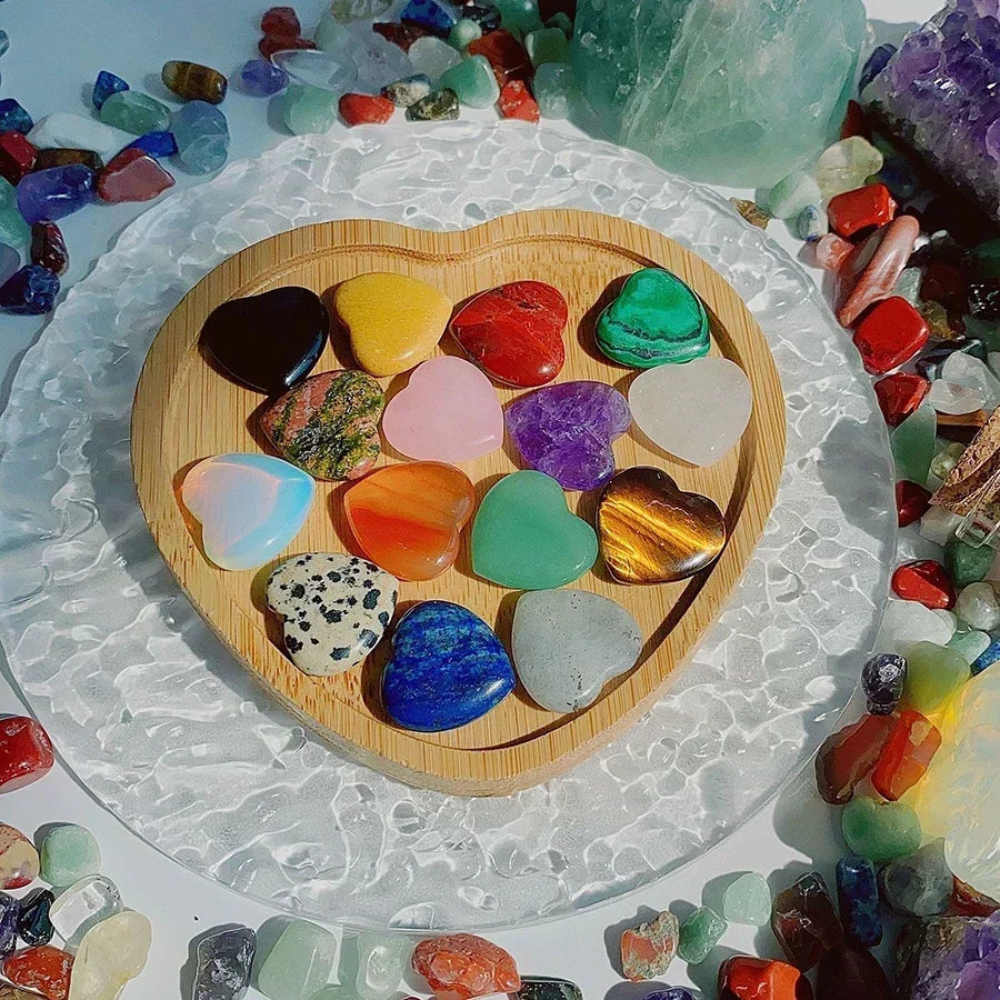Heart Shaped Natural Crystal Stones – Amethyst & Agate Healing Crystals (10/20/30pcs, 20mm)