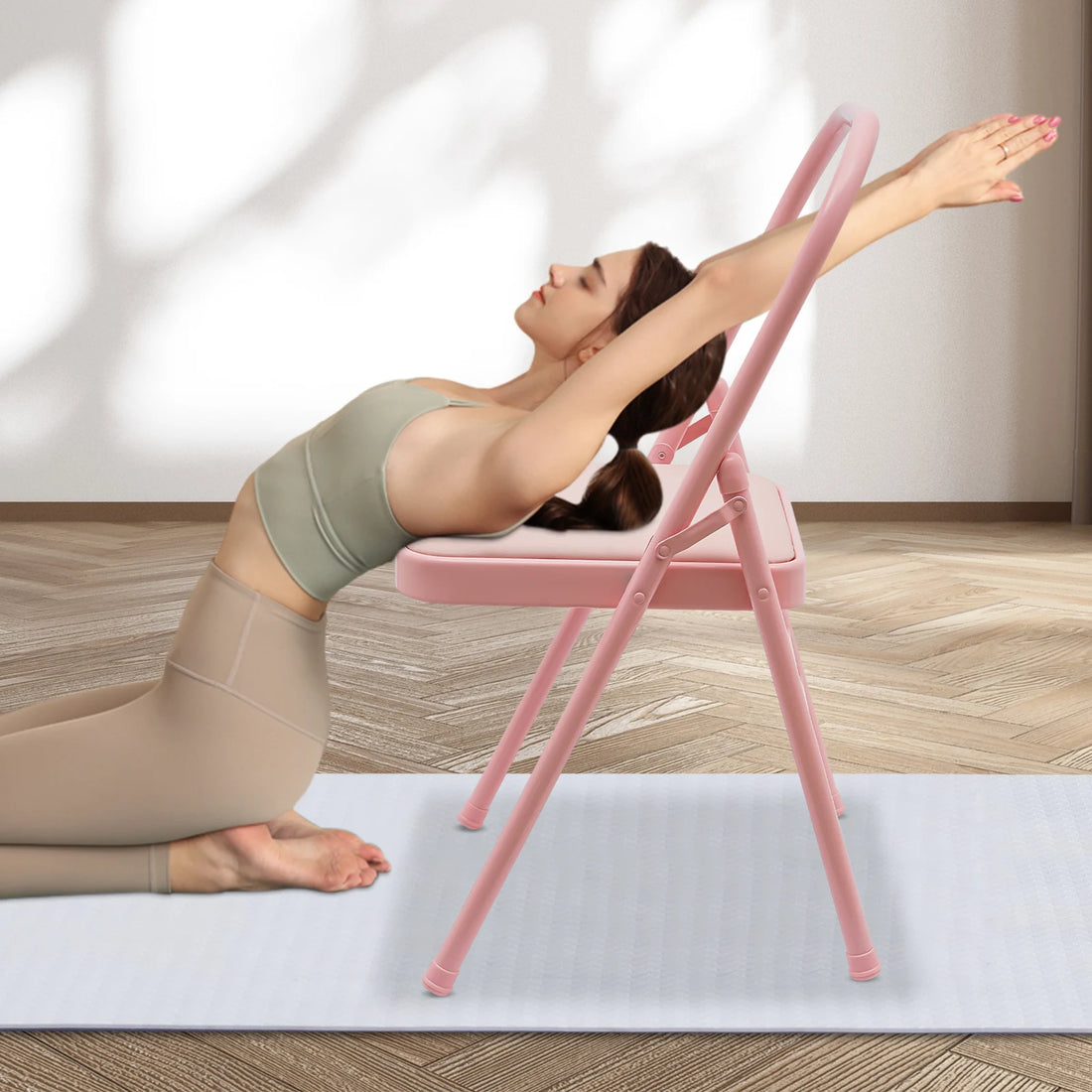 Durable Yoga Chair, 2451 lbs Capacity, Stable Lumbar Support, Foldable Design for Yoga, Meditation, and Posture Improvement