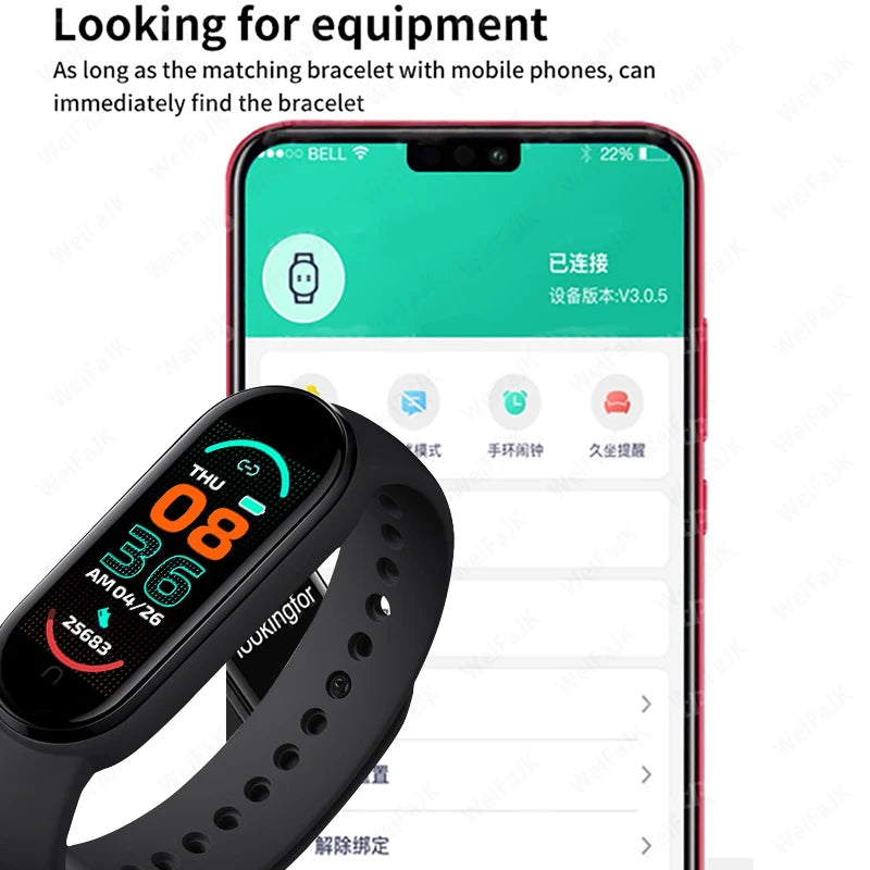 M6 Smart Watch – Fitness Bracelet with Heart & BP Monitor, Waterproof