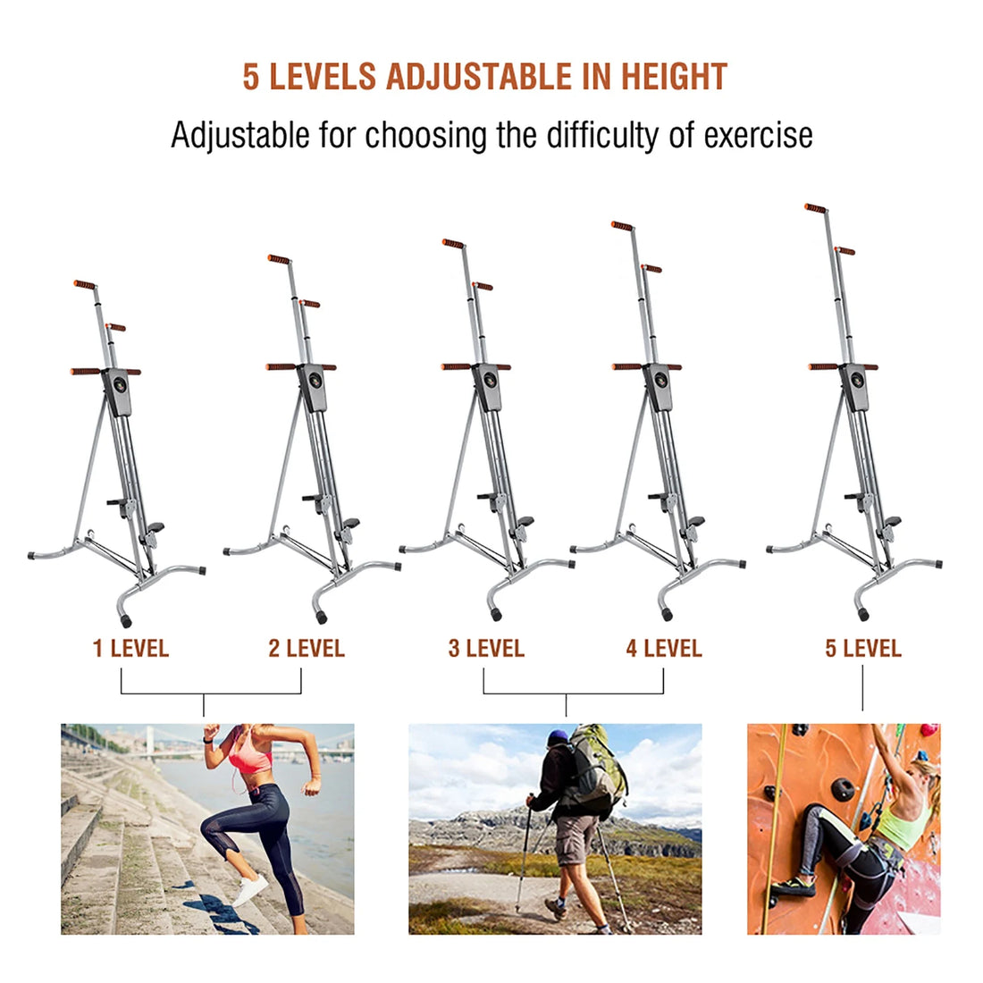Steel Frame Heavy Duty Vertical Climber Fitness Climbing Cardio Machine Home Stepper