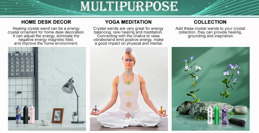 Natural Crystal Point Wand – Rose Quartz & Amethyst Healing Stones for Witchcraft, Decoration & Meditation