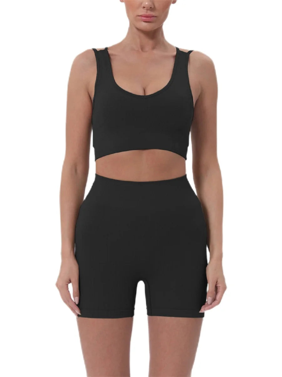 Women’s Summer 2-Piece Crop Top & High-Waist Shorts Set