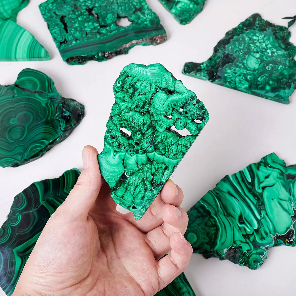 Natural Green Malachite Raw Stone – Healing Crystal Mineral Slab for Divination & Decoration